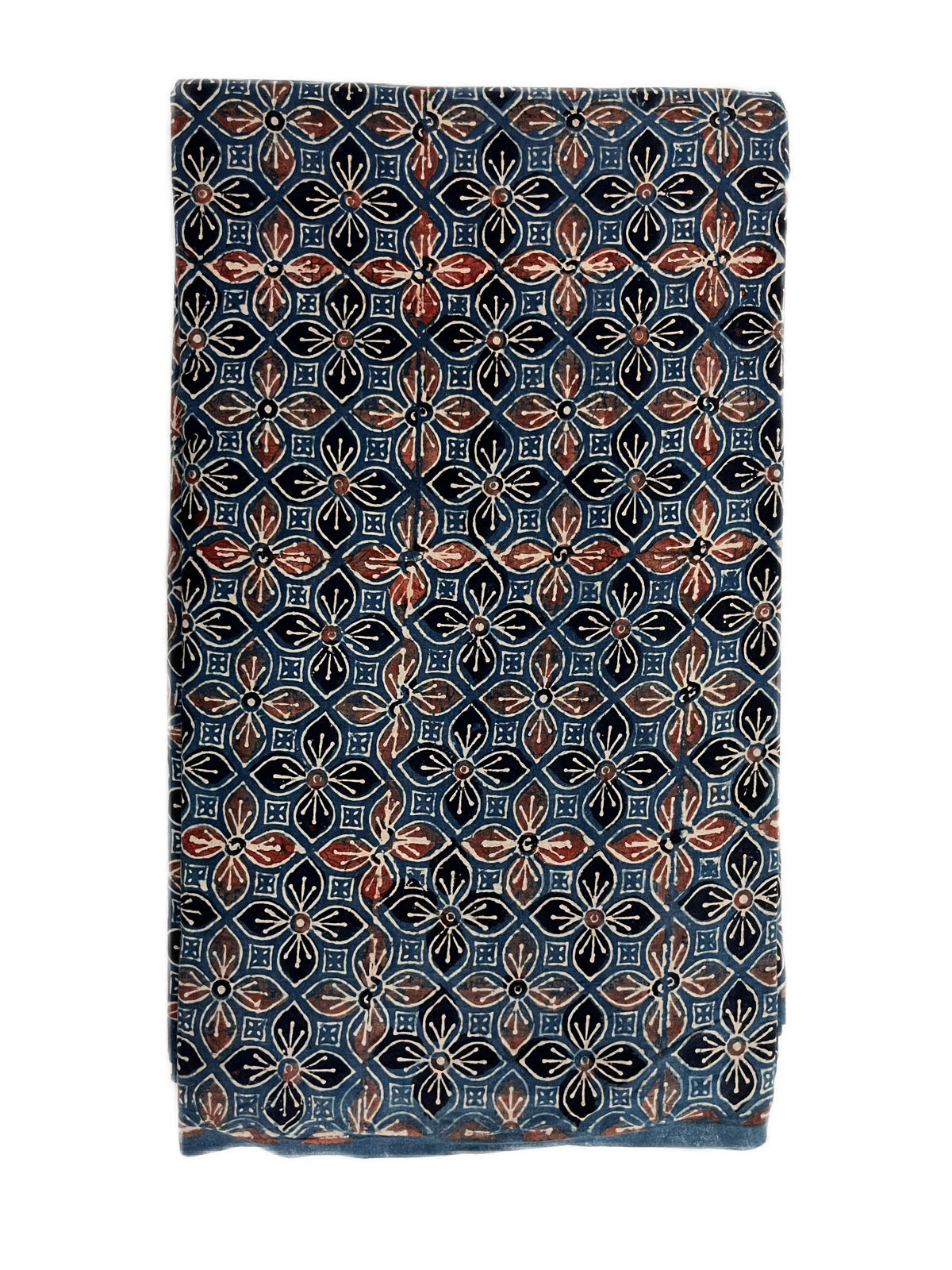 नीला पुष्प मुद्रित सूती कपड़ा