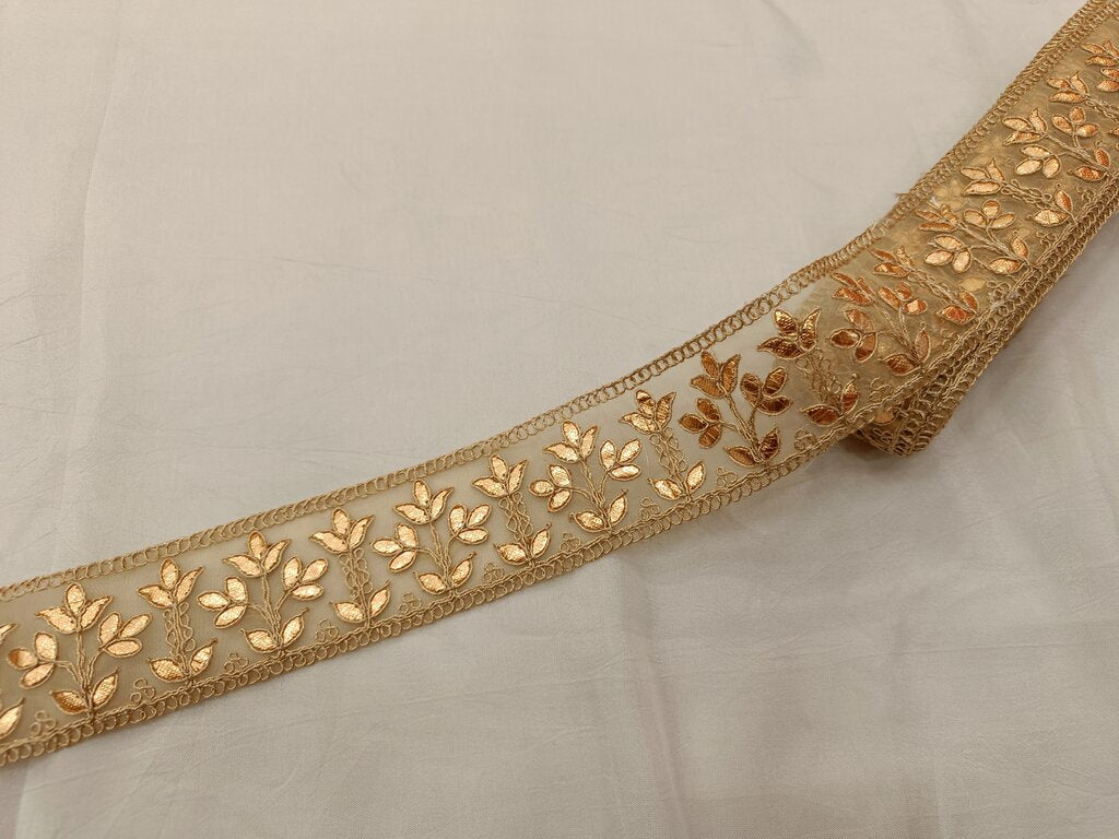 Golden Gota Chord Embroidered Border