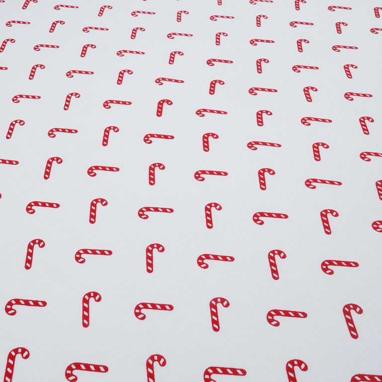 White & Red Quirky Printed Cotton Rayon Fabric