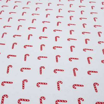 White & Red Quirky Printed Cotton Rayon Fabric