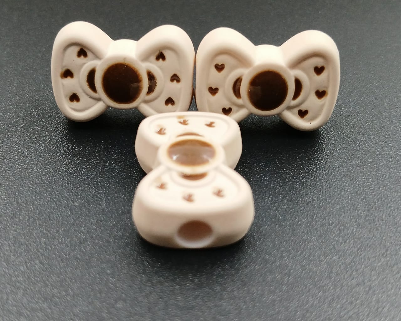 Cream & Brown bow Ties Shape Plastic Beads