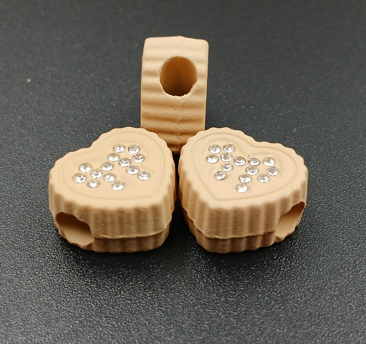 Beige Heart Shape Plastic Beads