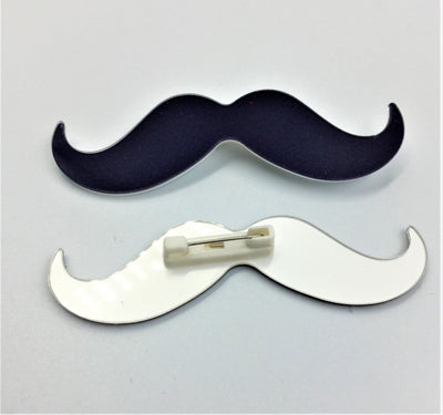 Navy Blue Moustache Badge