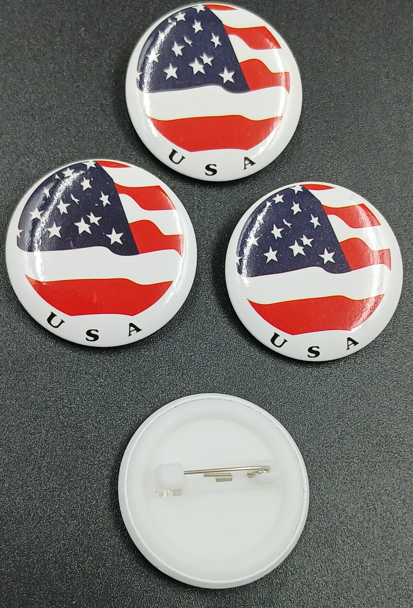 White And Red Round Badges