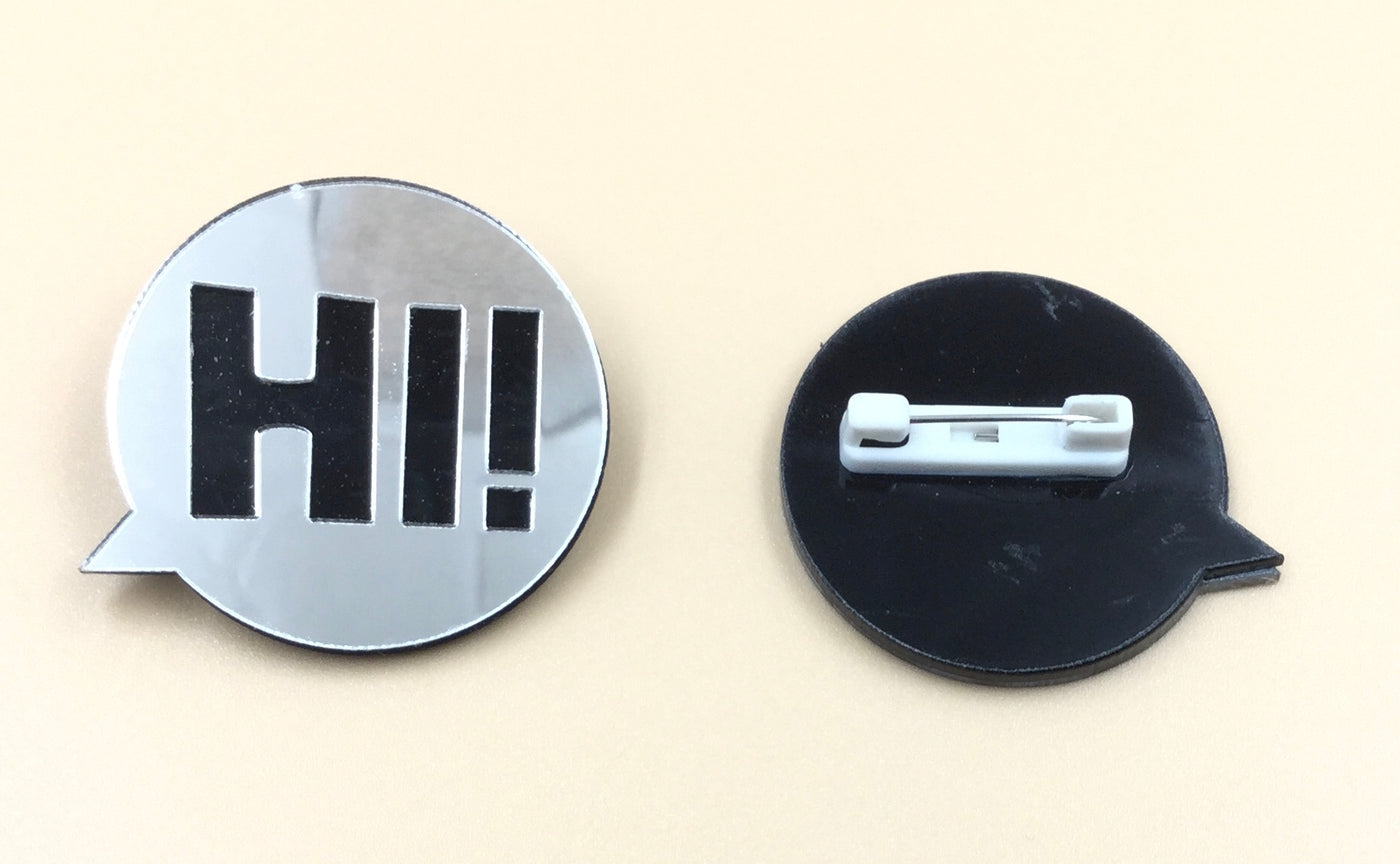 Black & White With Mirror Round Badge