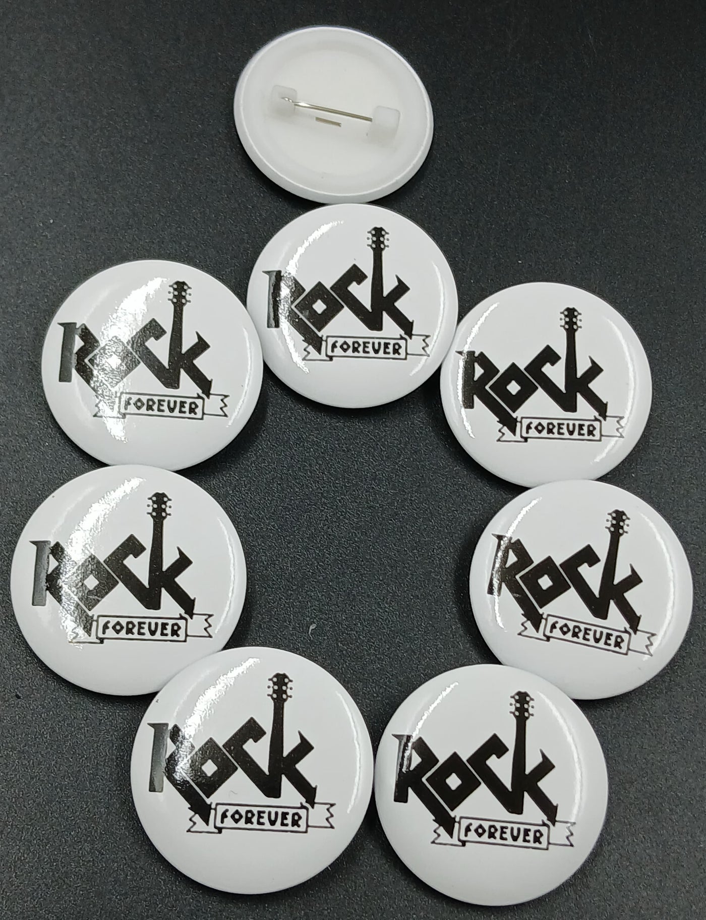 White & Black  Round Badge