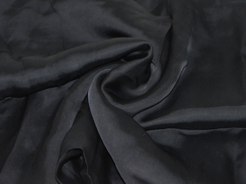 Precut Of 1 Meters Of Black Plain Glossy Satin Fabric