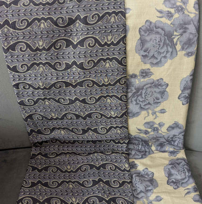 Blue & Cream Floral / Traditional Cream Cotton Fabric Combo