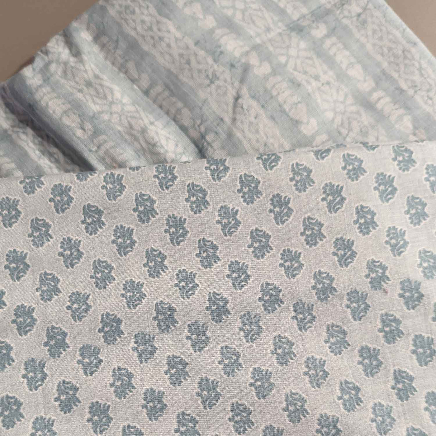 Blue Motifs / Stripes Cotton Fabric Combo
