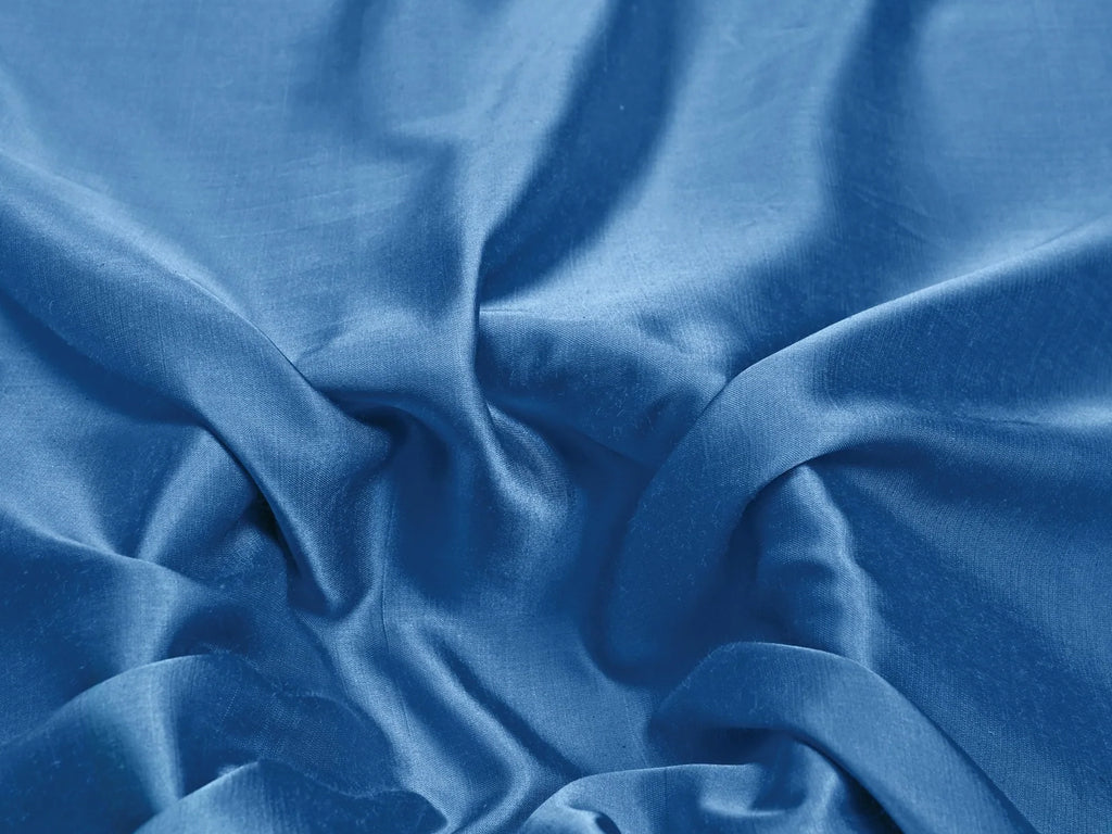 Blue Plain Dyed Modal Satin Fabric (Wholesale)