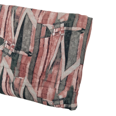 Pink & Grey Abstract Printed Georgette Fabric