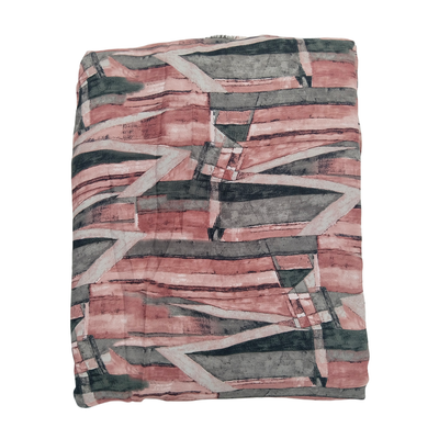 Pink & Grey Abstract Printed Georgette Fabric (Wholesale)