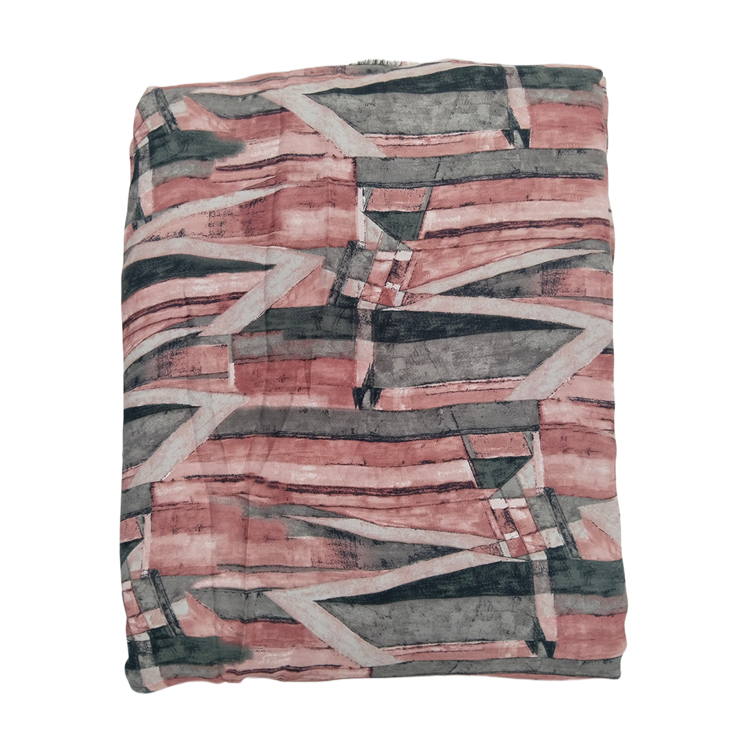 Pink & Grey Abstract Printed Georgette Fabric