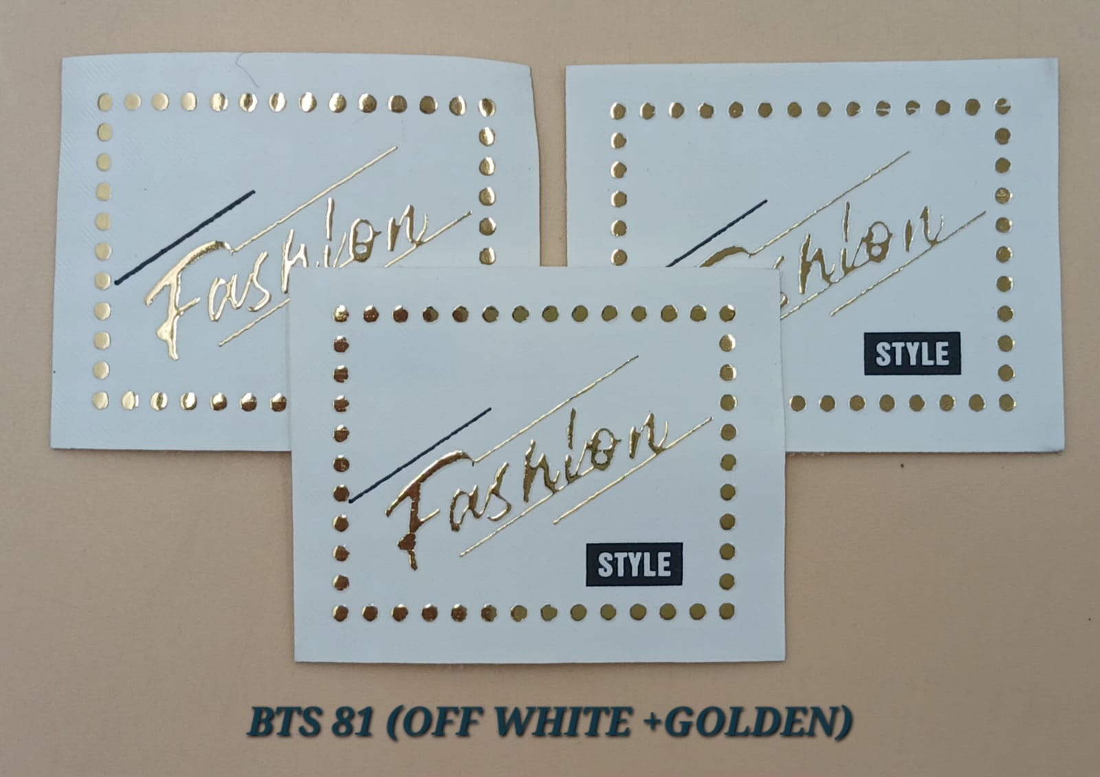 Off white And Golden Stylish Rectangle Stickers