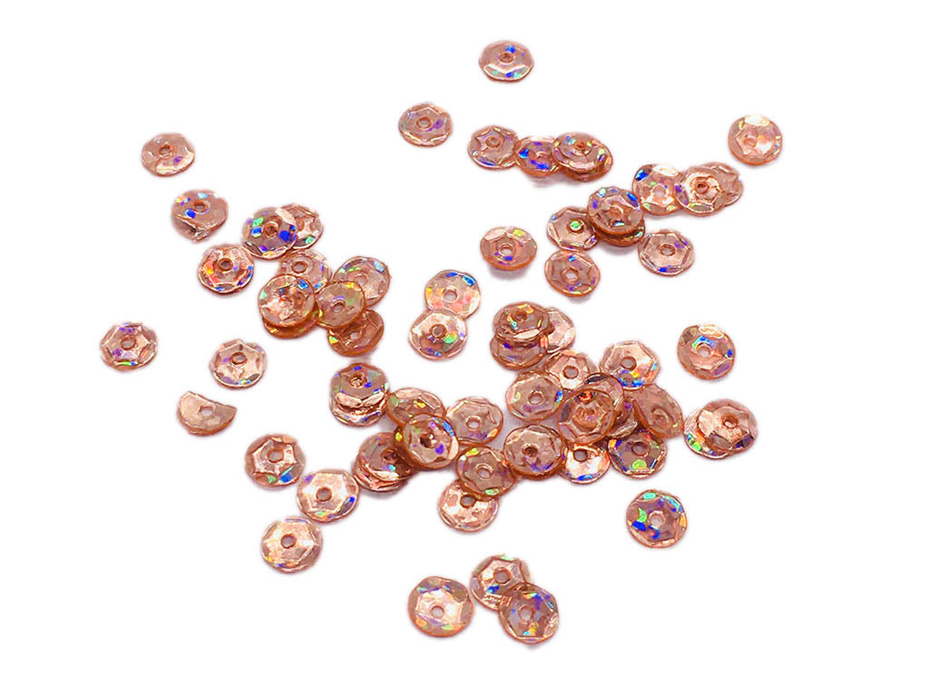 Peach Rainbow Flat Circular 1 Hole Plastic Sequins