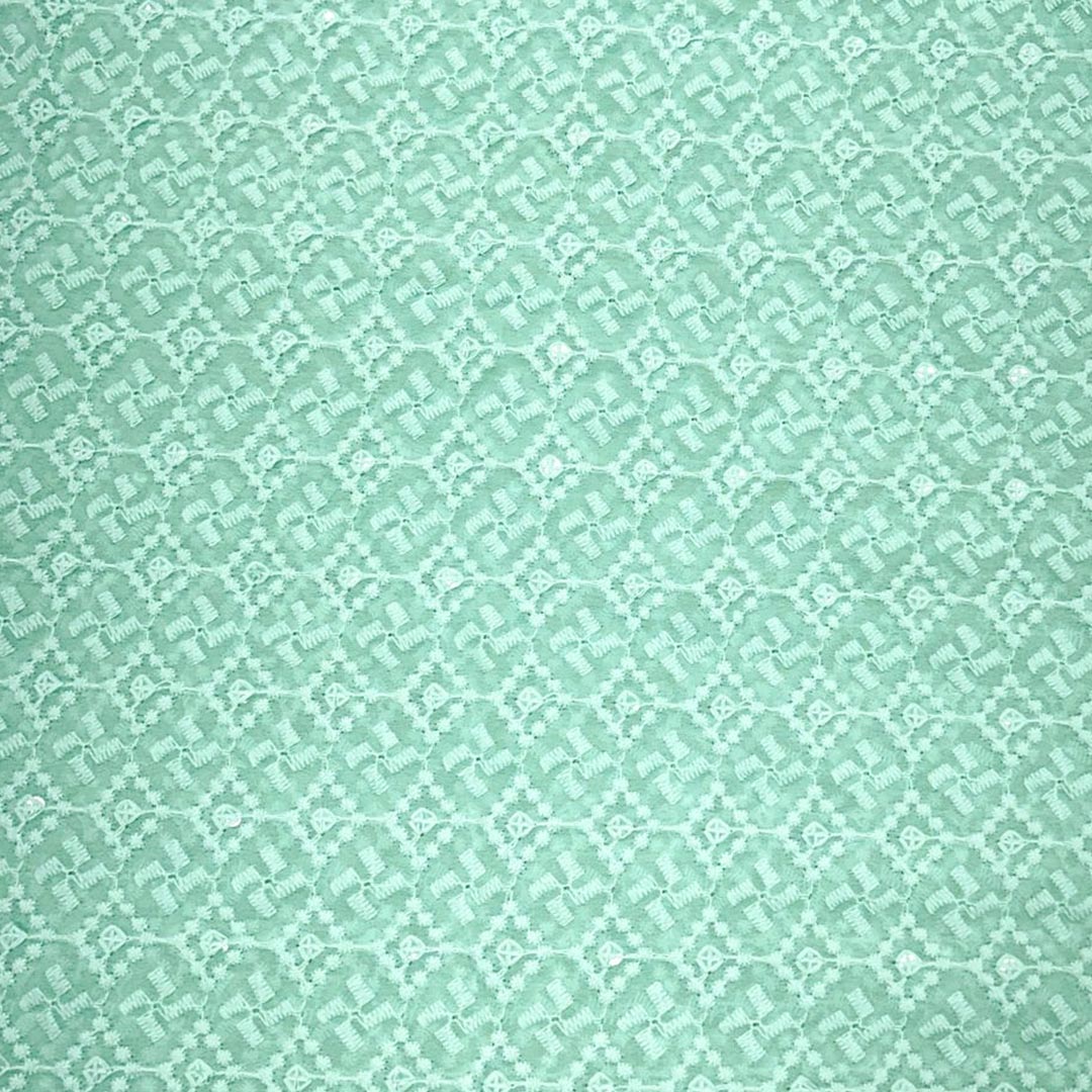 Sea Green Traditional Chikankari Georgette Fabric