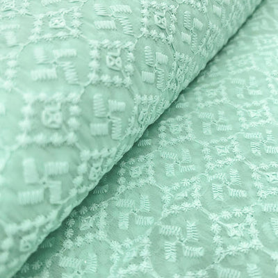 Sea Green Traditional Chikankari Georgette Fabric