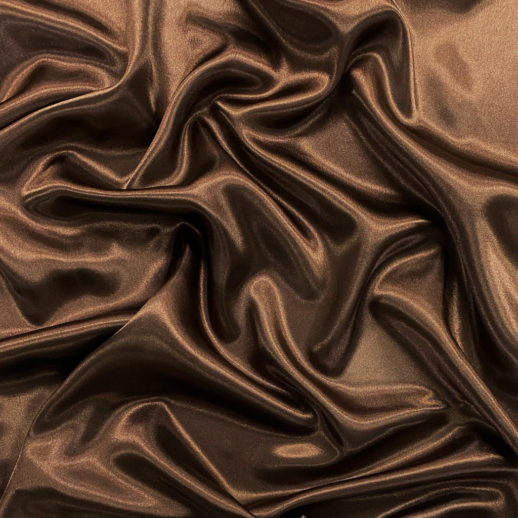 Chocolate Brown Plain Moss Satin Fabric