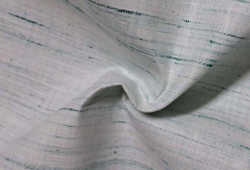 Greenish White Plain Combination Futki Cotton Fabric