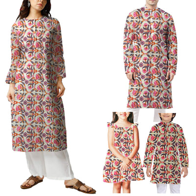 हल्का क्रीम पुष्प मुद्रित सूती कांथा कपड़ा