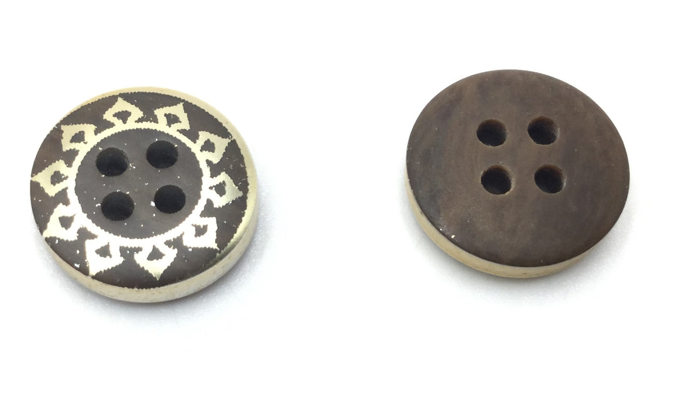 Brown and Golden Cirlcular Shape Polyester four hole buttons