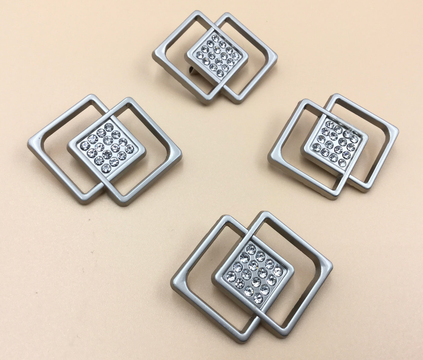 Silver Double Square Shape with Stones Cufflinks