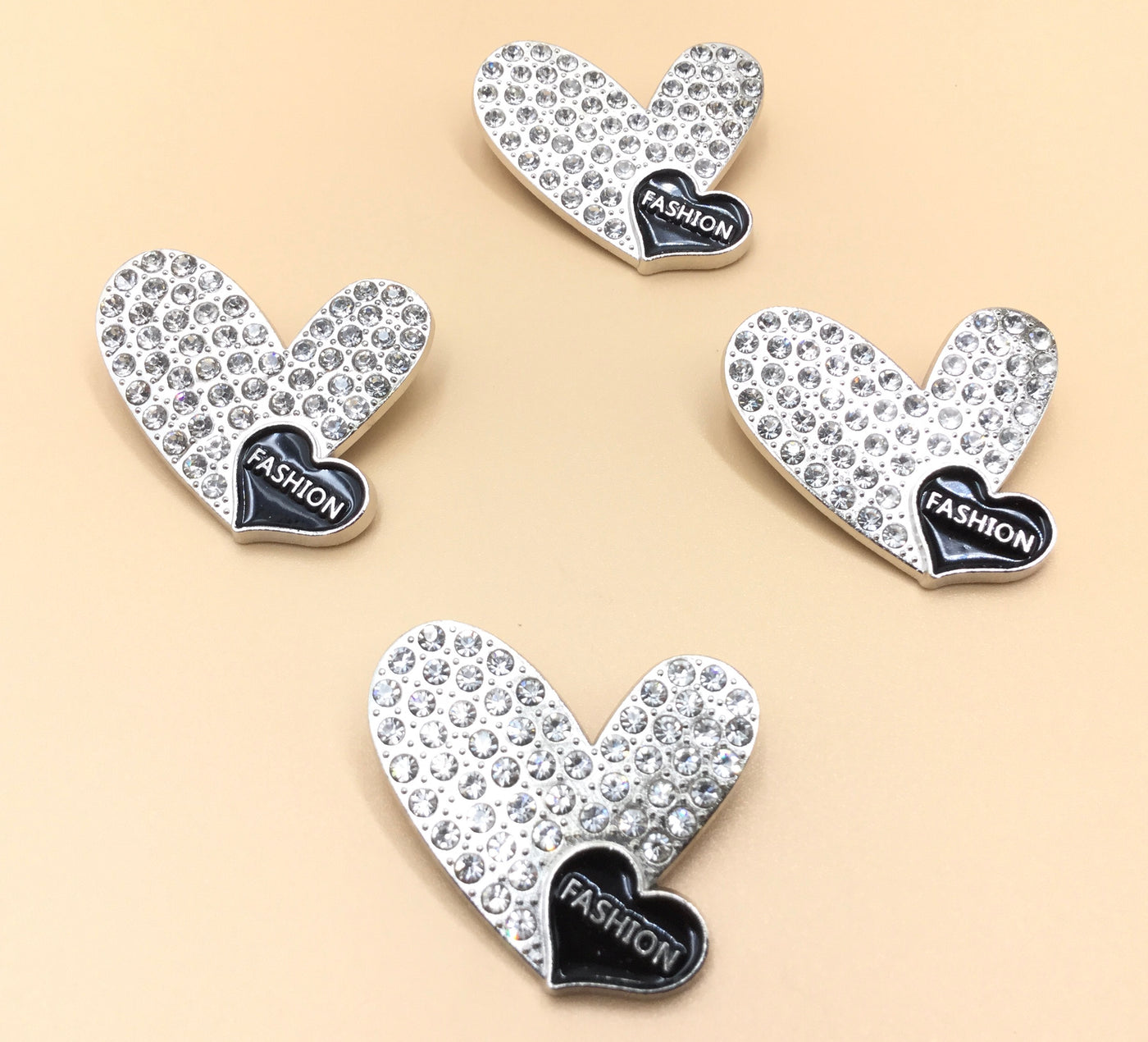 Silver & White Heart Shape with Stones Cufflinks