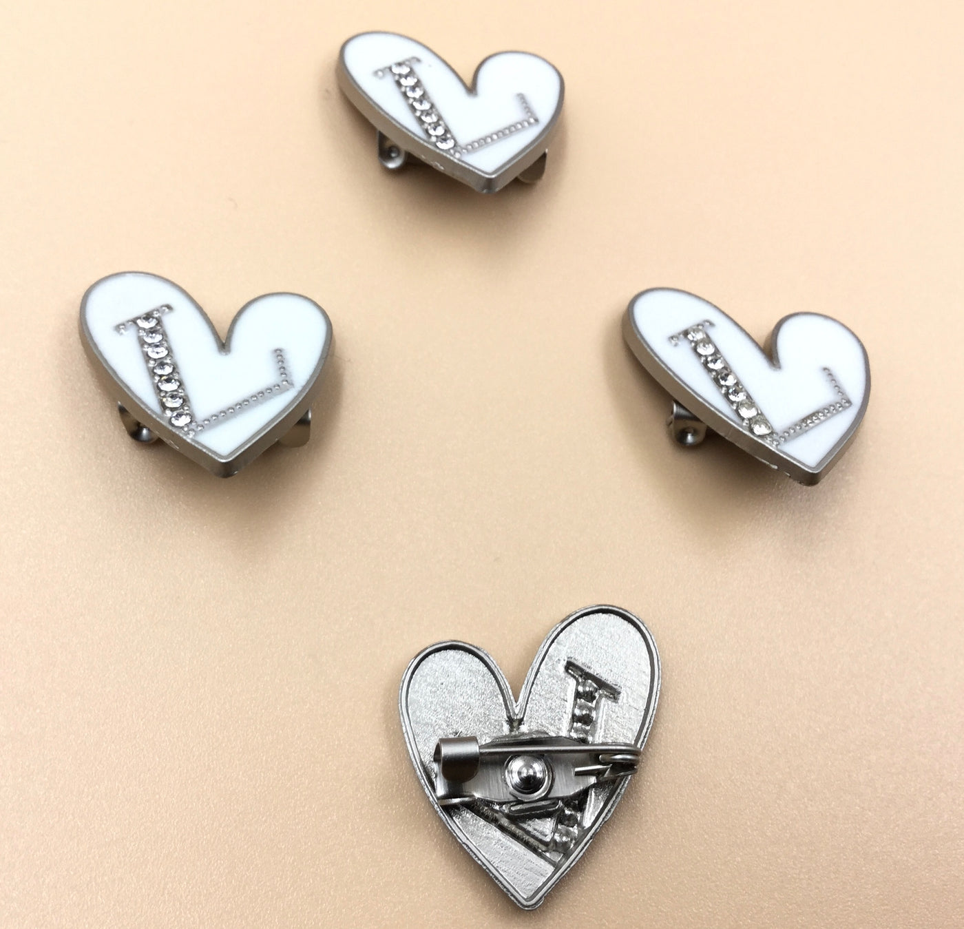 Silver & White Heart Shape Cufflinks