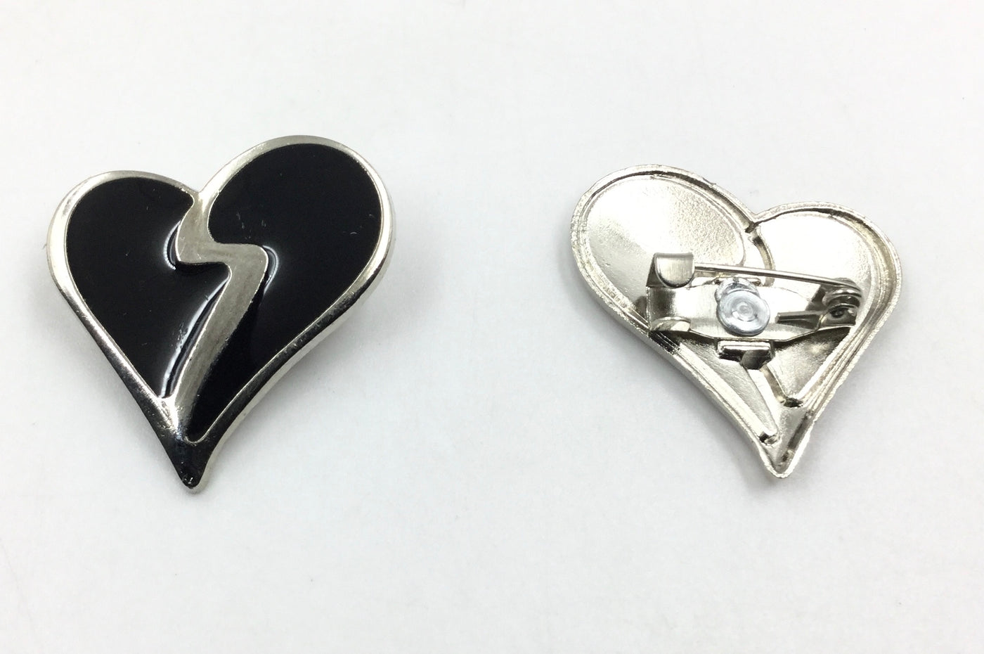 Silver & Black Heart Shape Clip Cufflinks