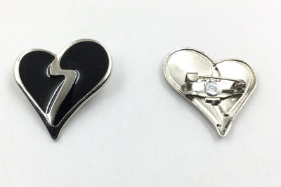 Silver & Black Heart Shape Clip Cufflinks