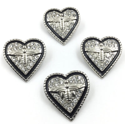 Silver & Black Heart Shape Clip Cufflinks