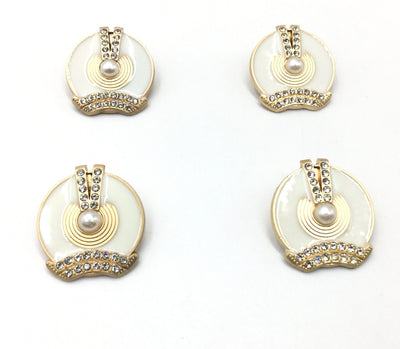 Golden & White One Pearl Stone with Clip Cufflinks