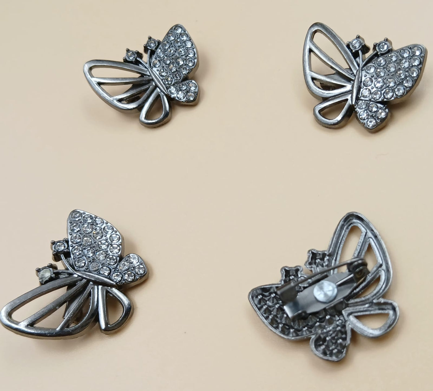 Black Nickel Butterfly Brooch With Pin