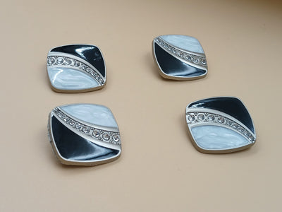 Silver Color Square Stone Brooch