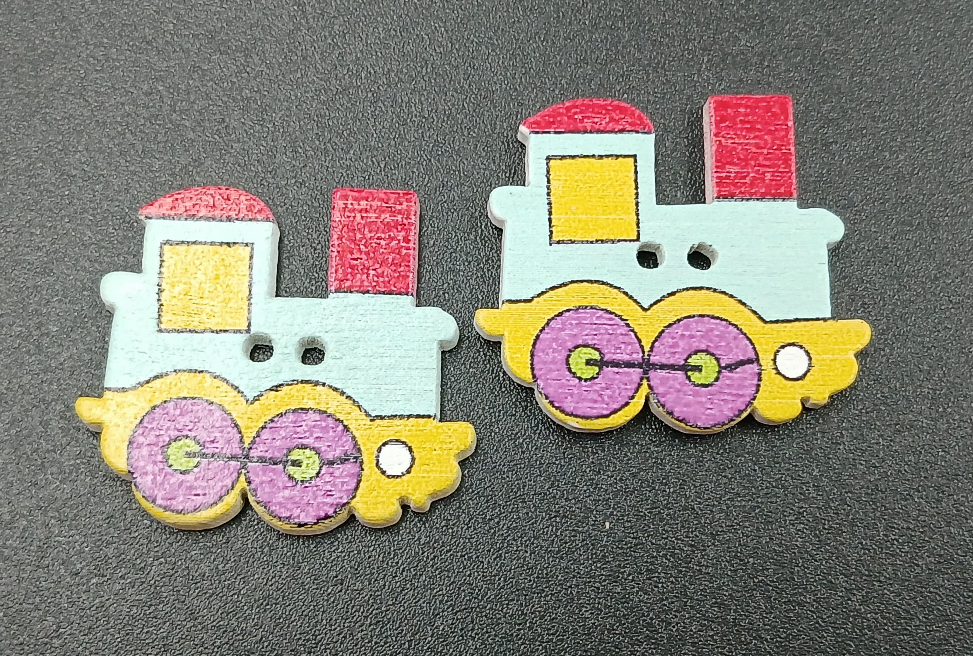 Multi Colour Train 2 Hole Wooden Buttons