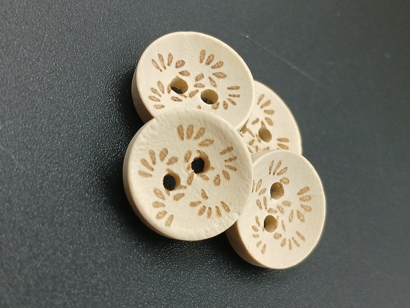 Beige Color Circular 2 hole Wooden Button