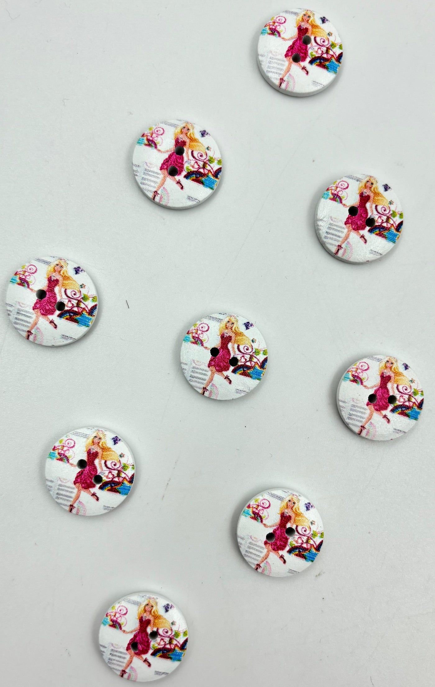 Multicolor Barbie Printed Wooden Buttons