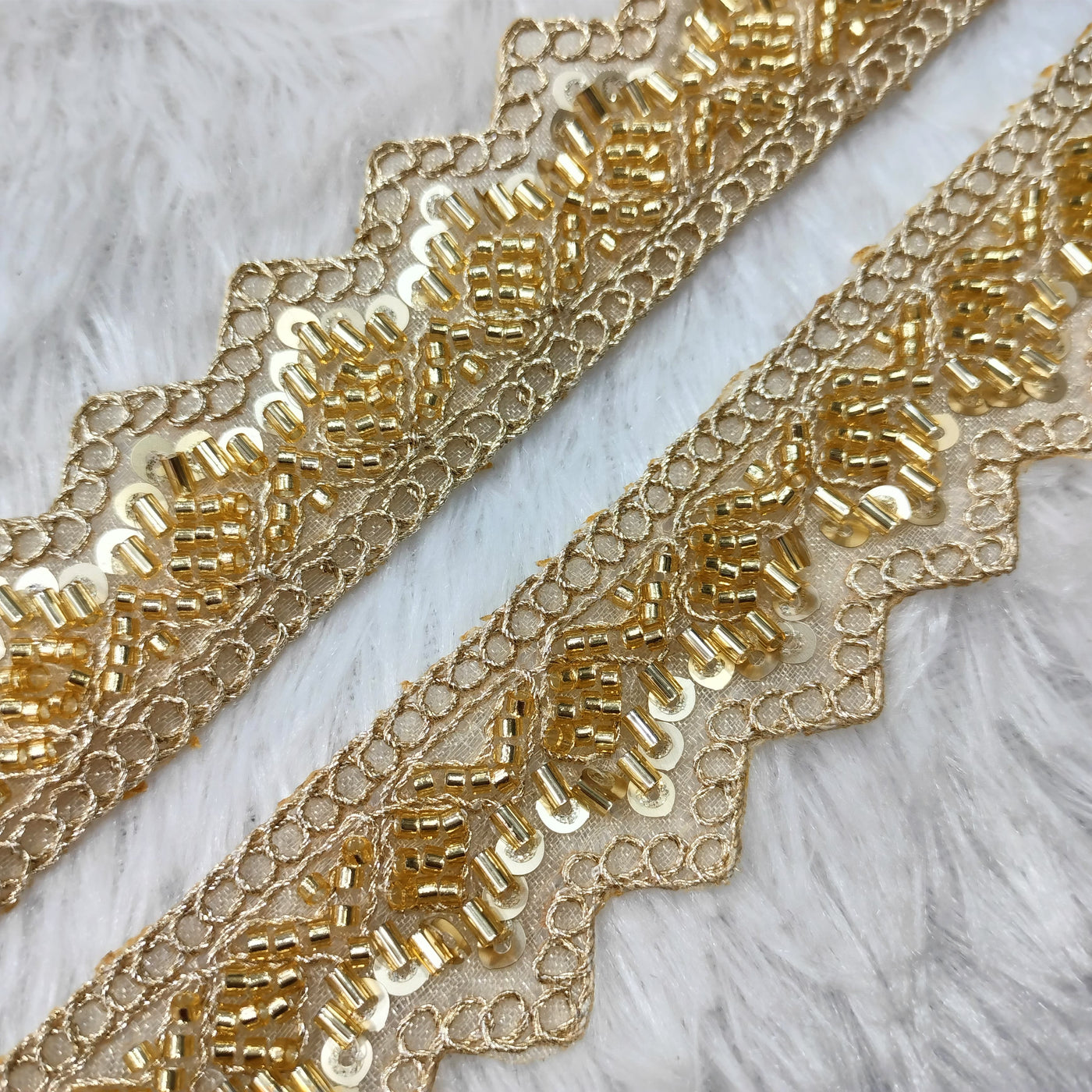 Golden Embellished Cutdana Trim