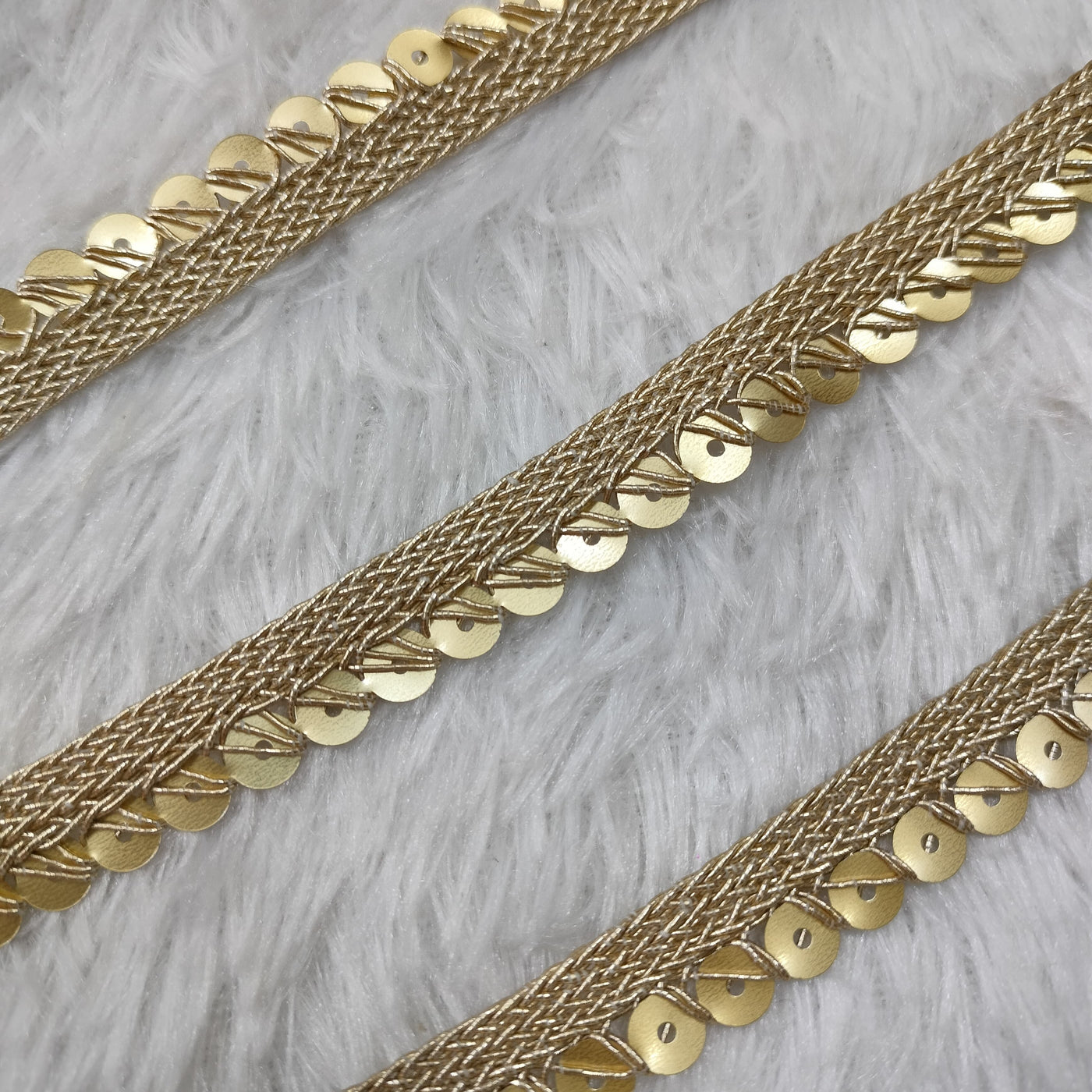 Golden Fancy Zari Sequins Work Embellished Trim