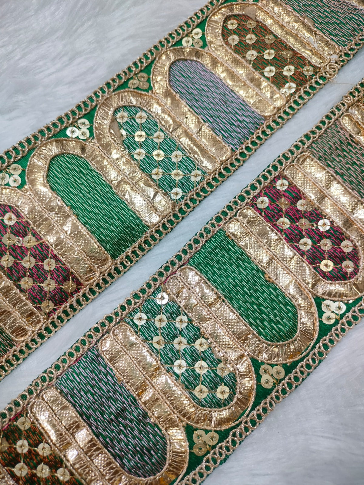 Green Traditional Fancy Embellished Trim