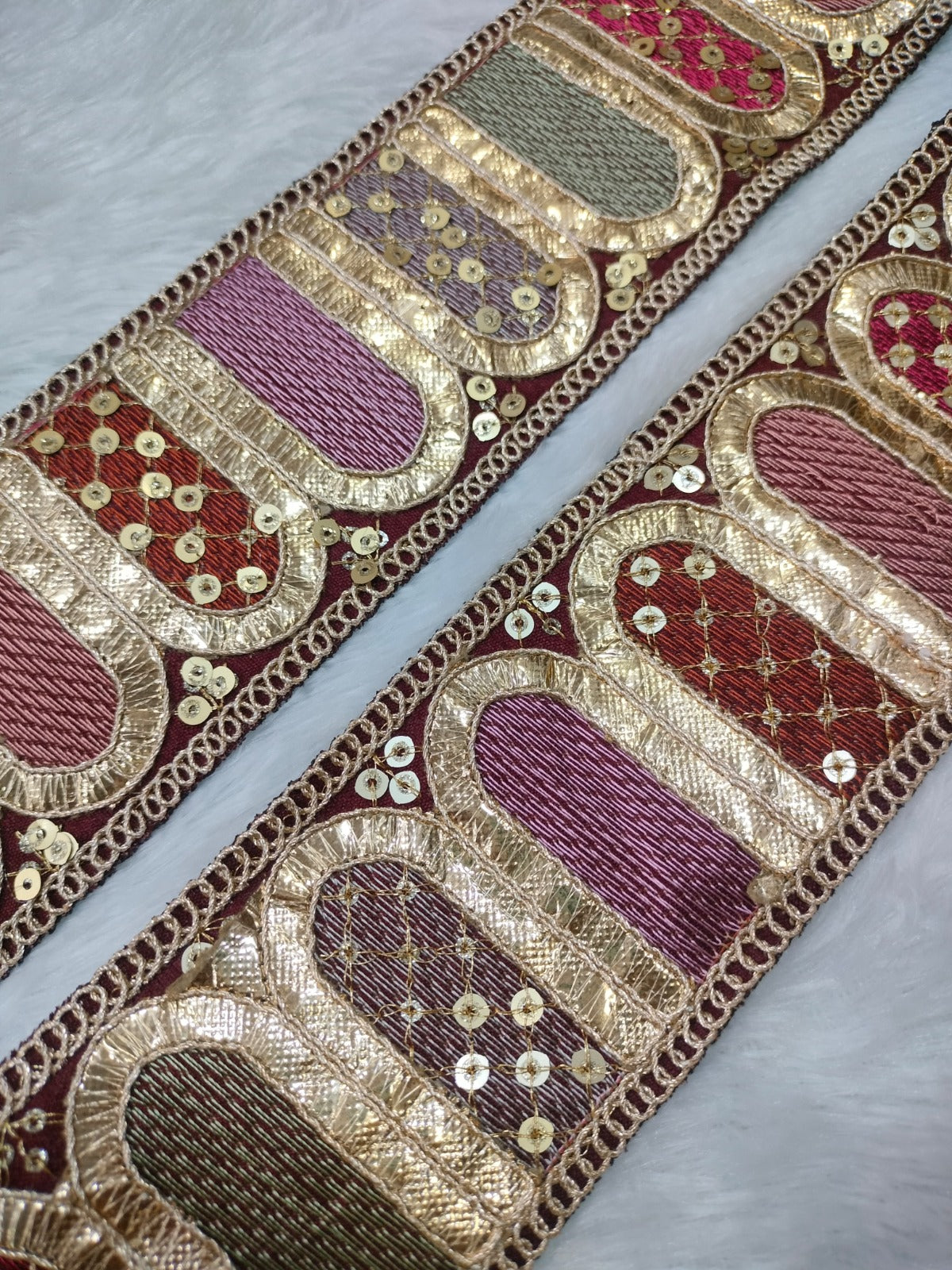 Maroon Traditional Fancy Embellished Trim