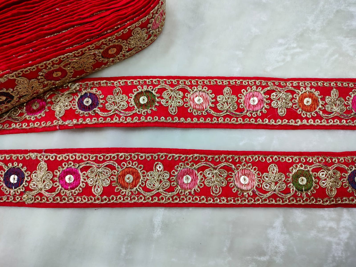 Red Embroidered Lace