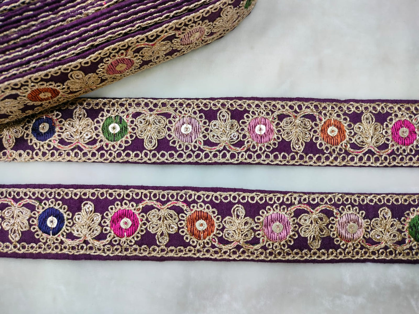Purple Embroidered Lace