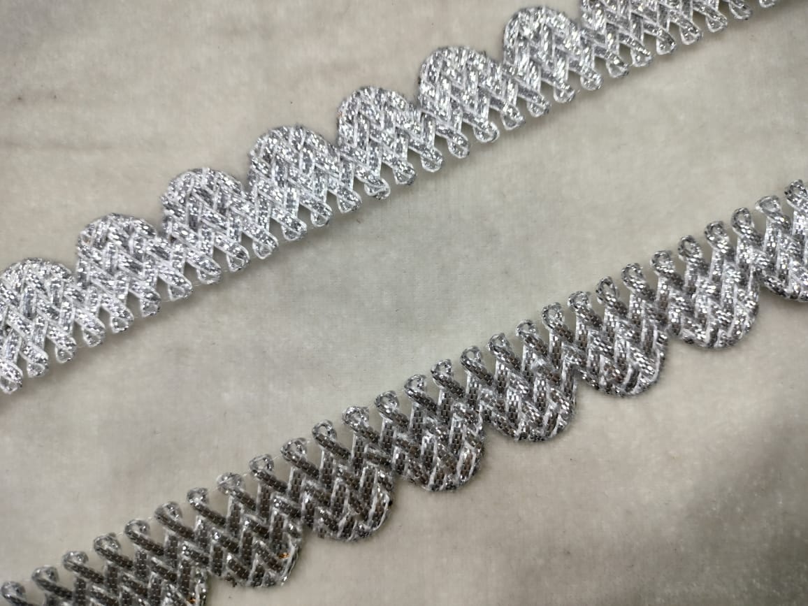 White & Silver Fancy Embellished Trim