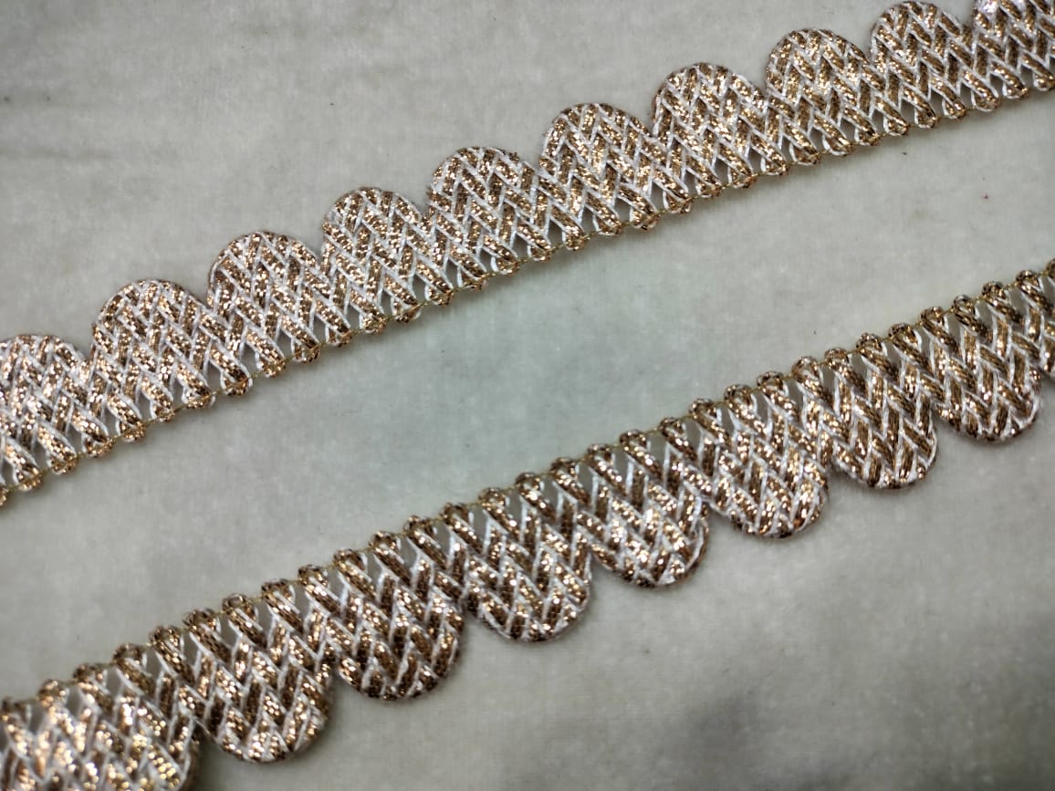 White & Golden Fancy Embellished Trim