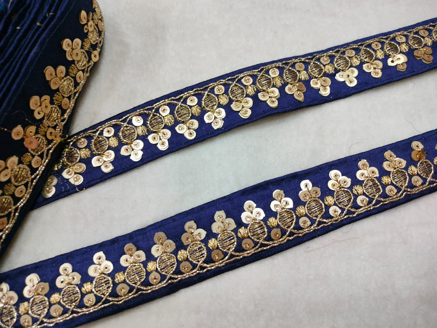 Navy Blue Fancy Sequin Trim