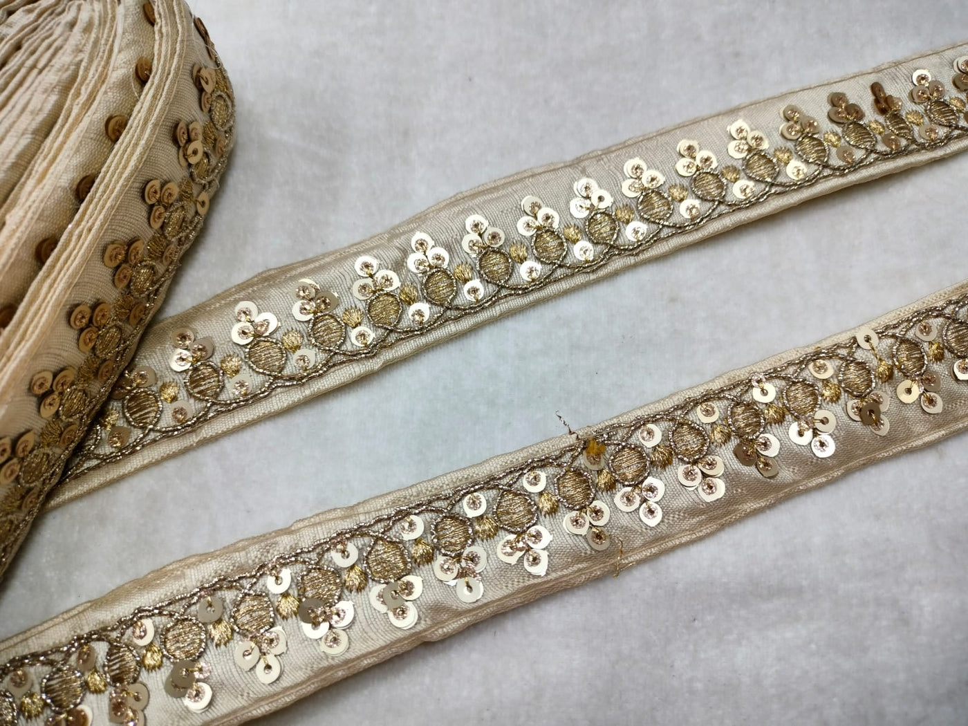 Beige Fancy Sequin Trim