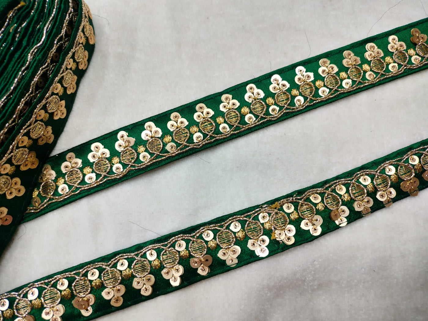 Dark Green Fancy Sequin Trim