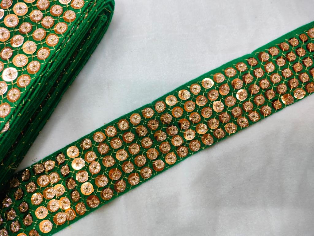 Green Fancy Sequence Trim