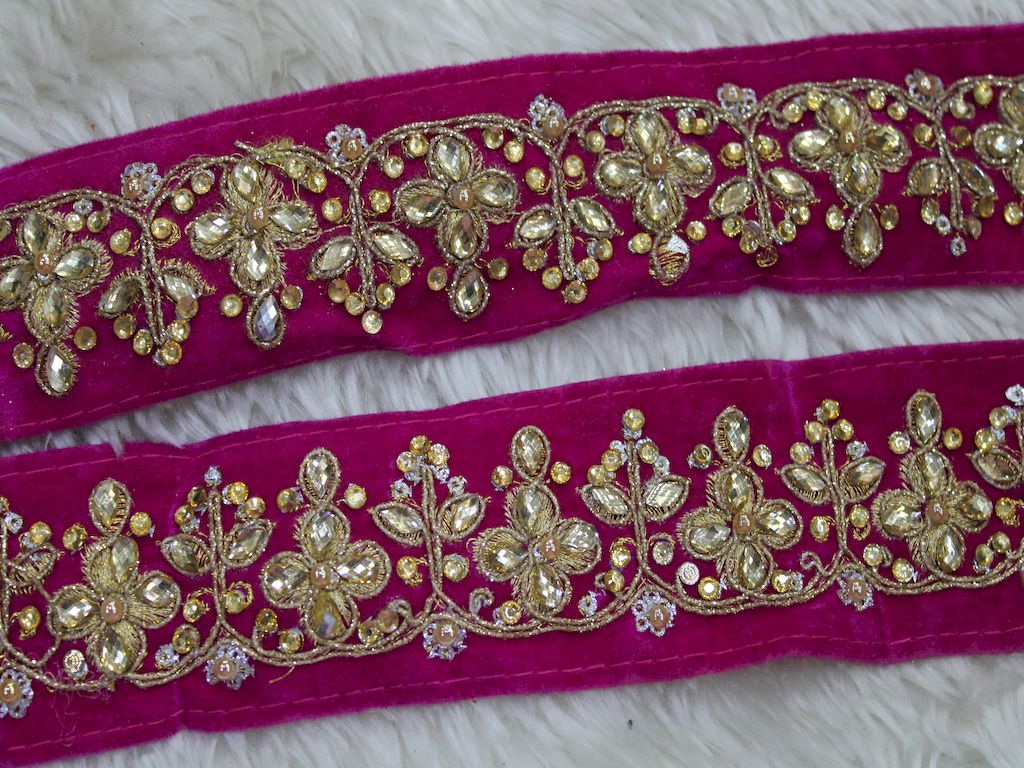 Pink & Golden Fancy Zari Trim